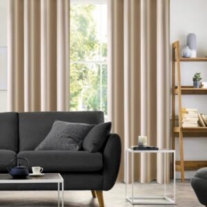Beige Faux Silk Blackout Curtains