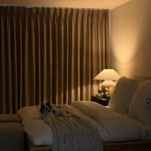 Caramel Blackout Narrow Herringbone Curtains