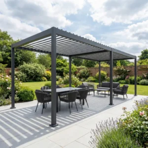 Self Leveling Charcoal Louvered Pergola