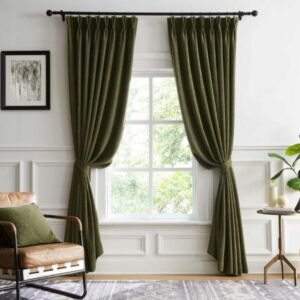 Elegant Olive Green Pinch Pleat Curtains