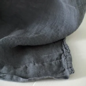 Olive Blue 100% Linen Loop Top Curtain