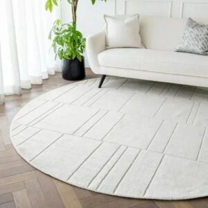 Rugs Geometric Textured White Carpet