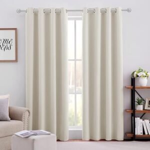 Self Leveling HOMEIDEAS Cream Beige Blackout Curtains