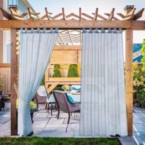 Self Leveling Laguna Outdoor Waterproof Haze Blue Voile Curtain