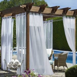 Self Leveling Laguna Outdoor Waterproof White Voile Curtain