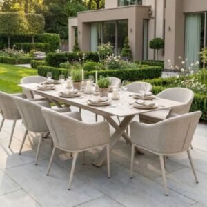 Self Leveling Luna 8 Seat Outdoor Fabric Dining Set