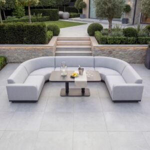 Self Leveling Luna Outdoor Fabric Curved U Shape Sofa Set