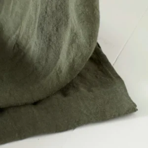 Olive Green 100% Linen Loop Top Curtain
