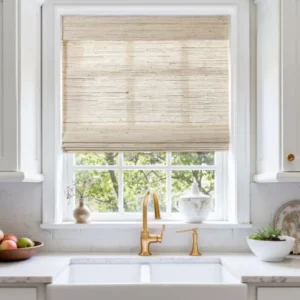 Self Leveling Ramie Bamboo Woven Shade – Beige Brown