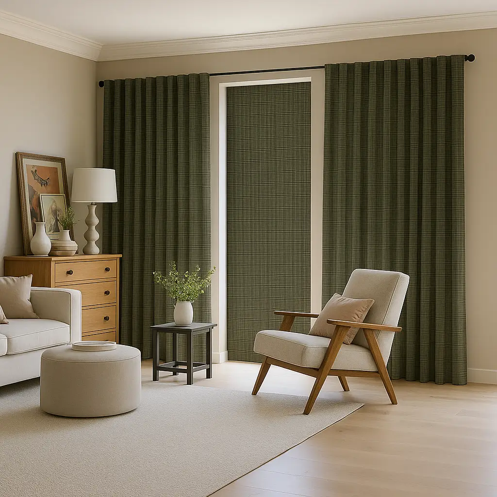 Self Leveling Risala Alcor Gunmetal Blackout Curtains In Living Room