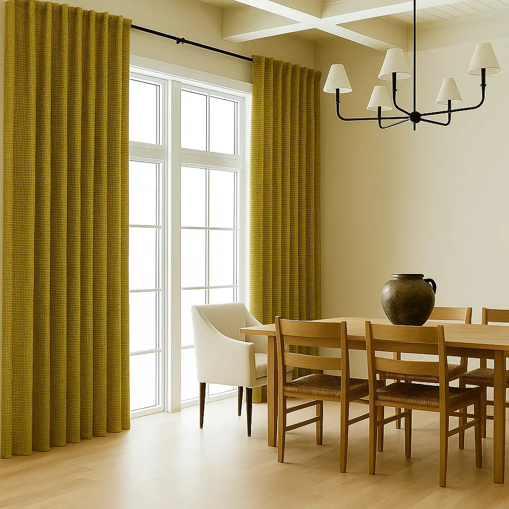 Self Leveling Risala Alcor Honey Blackout Curtains In Dining Area