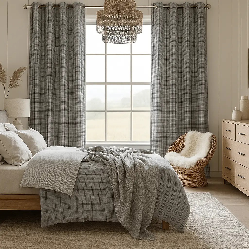 Self Leveling Risala Alcor Mist Blackout Curtains In Bedroom
