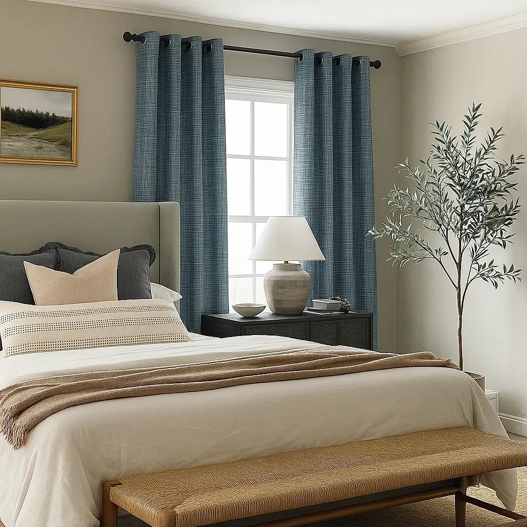 Self Leveling Risala Alcor Ocean Blackout Curtains In Bedrom
