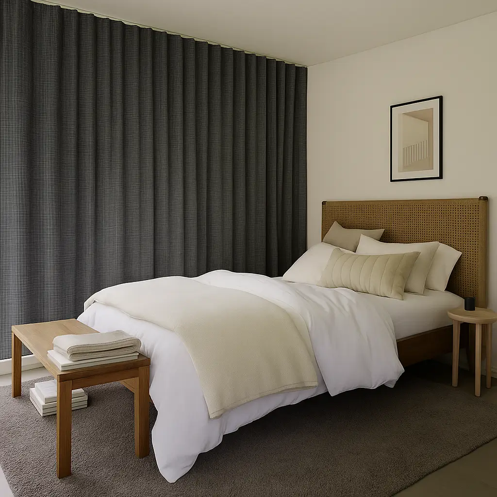 Self Leveling Risala Alcor Platinum Blackout Curtains In Bedroom