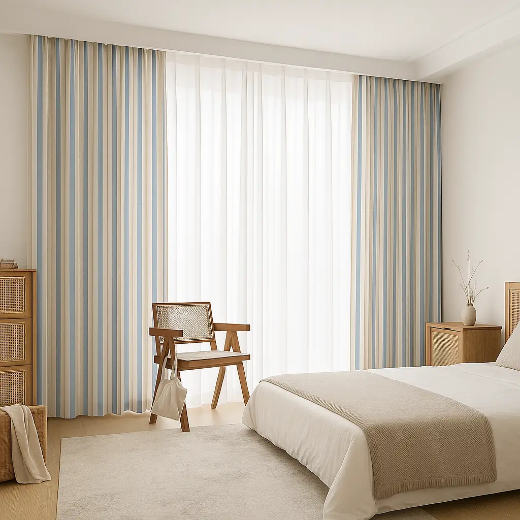 Self Leveling Risala Ashley Awning Cotton Curtains In Bedroom