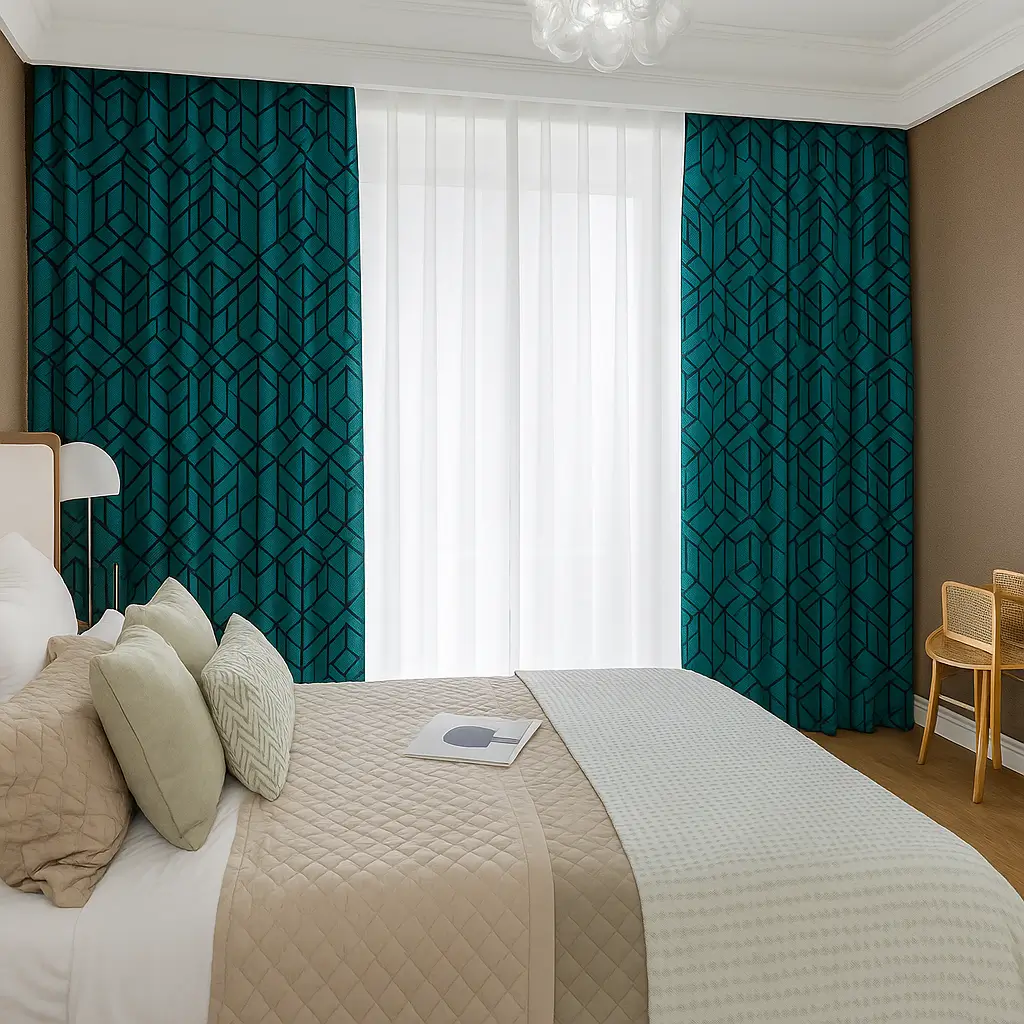 Self Leveling Risala Botero Pleated Curtains In Bedroom