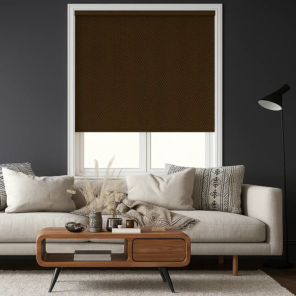 Risala Brown Venetian Blinds In Living Room