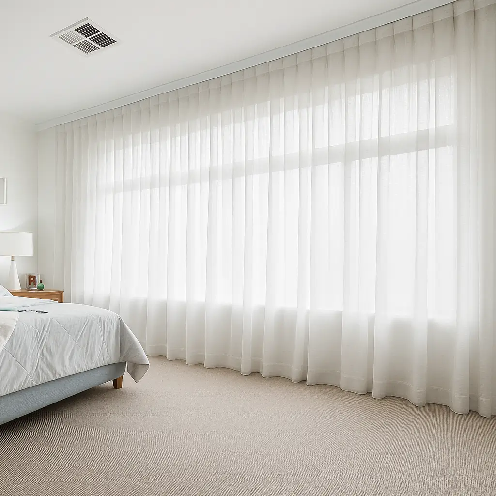 Self Leveling Risala Cato Linen Curtains In Bedroom