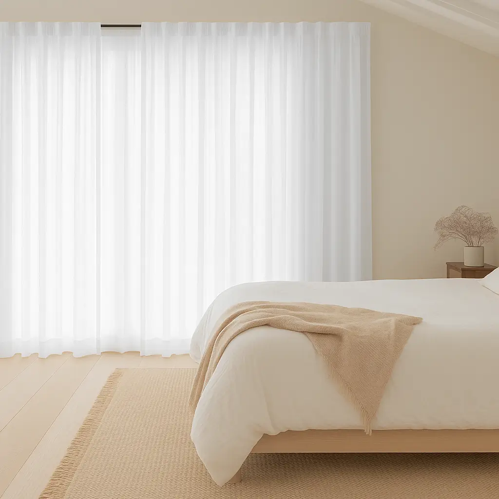 Risala Clarity Silver Voile Curtains In Bedroom