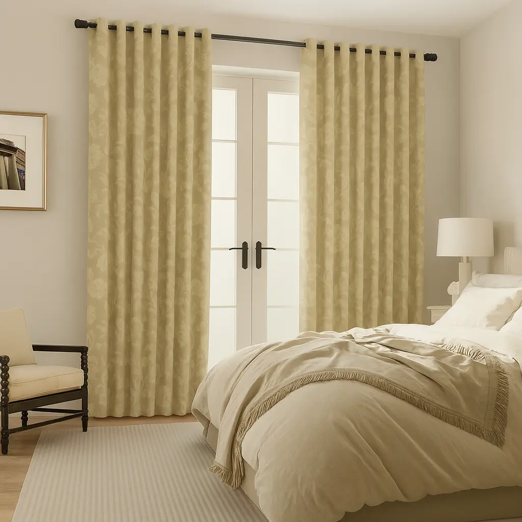 Self Leveling Risala Clarke Eliza Cotton Curtains In Bedroom