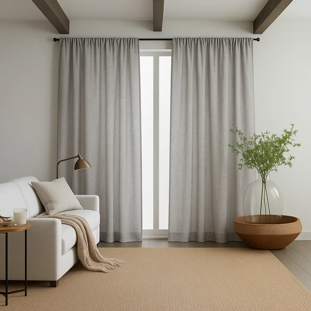 Risala Echo Charcoal Voile Curtains In Living Room