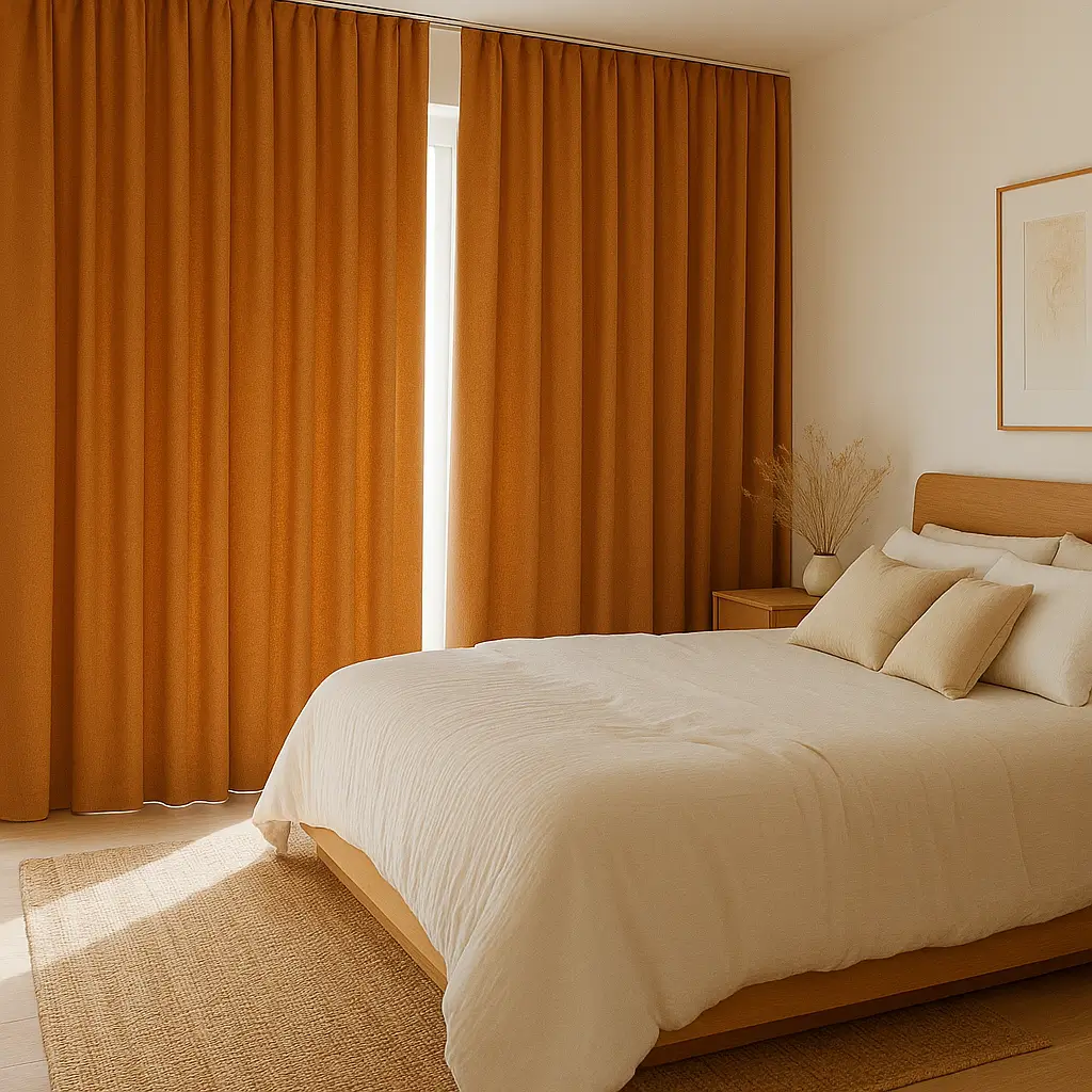Self Leveling Risala Edmund Bell Chromax Cotton Curtains In Bedroom