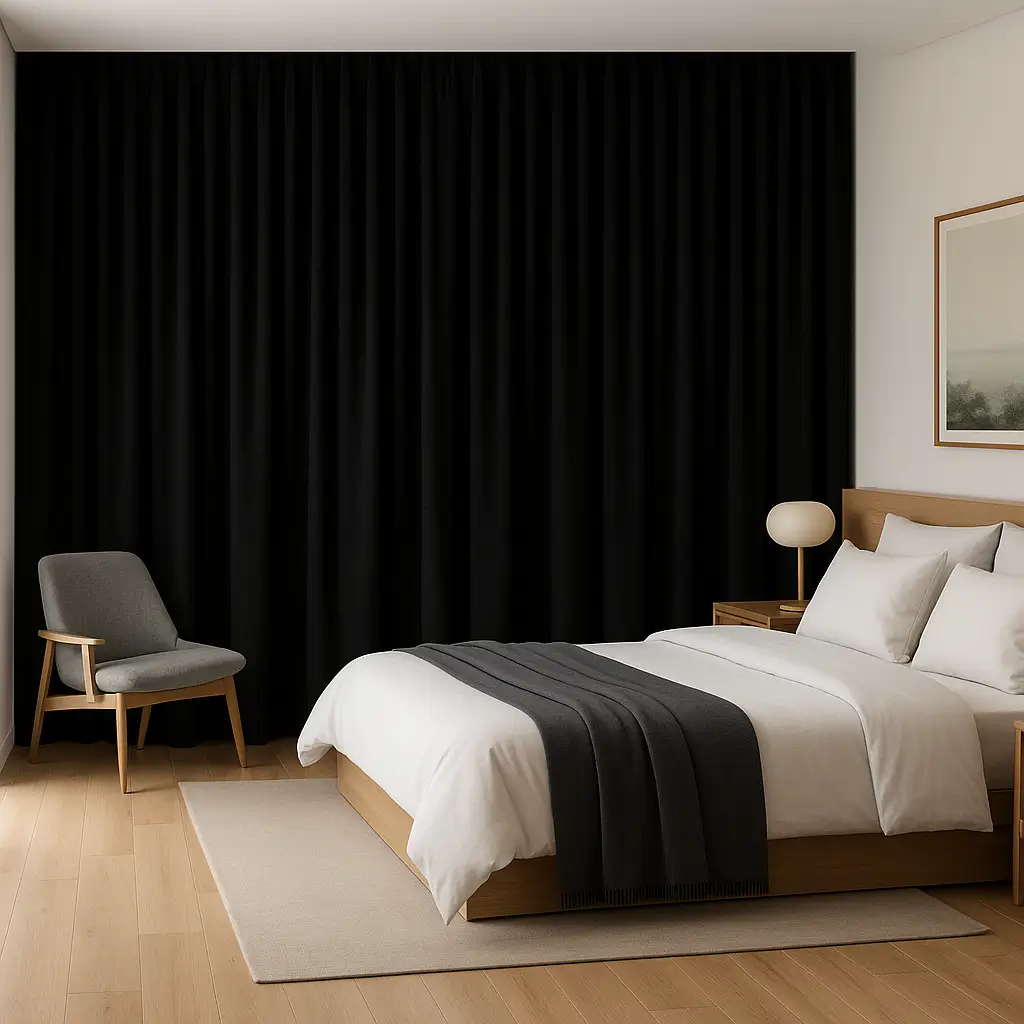 Self Leveling Risala Genoa Eyelet Curtains In Bedrrom