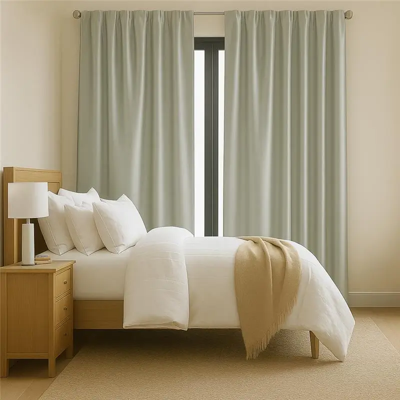 Risala Grey Polyester Curtains Sample Bed Room