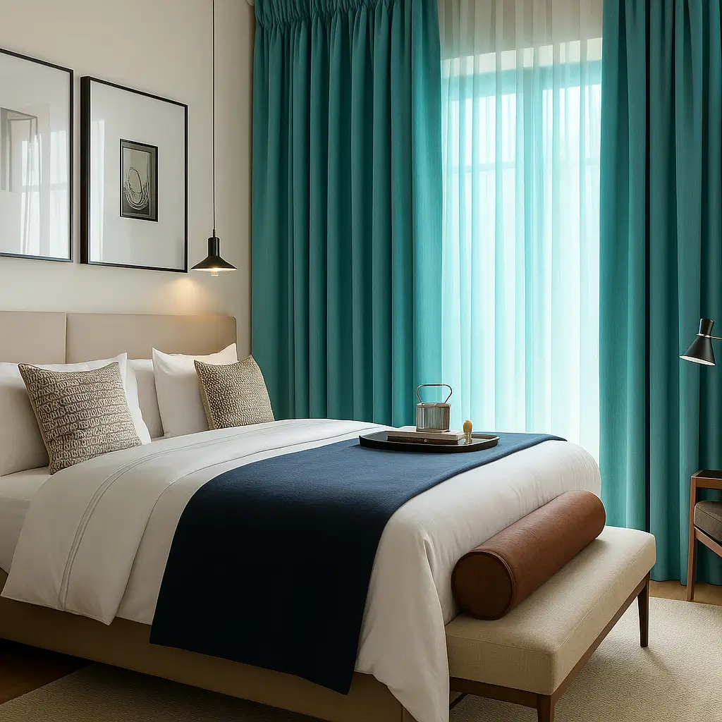 Self Leveling Risala Jennings Thermal Eyelet Curtains In Bedroom