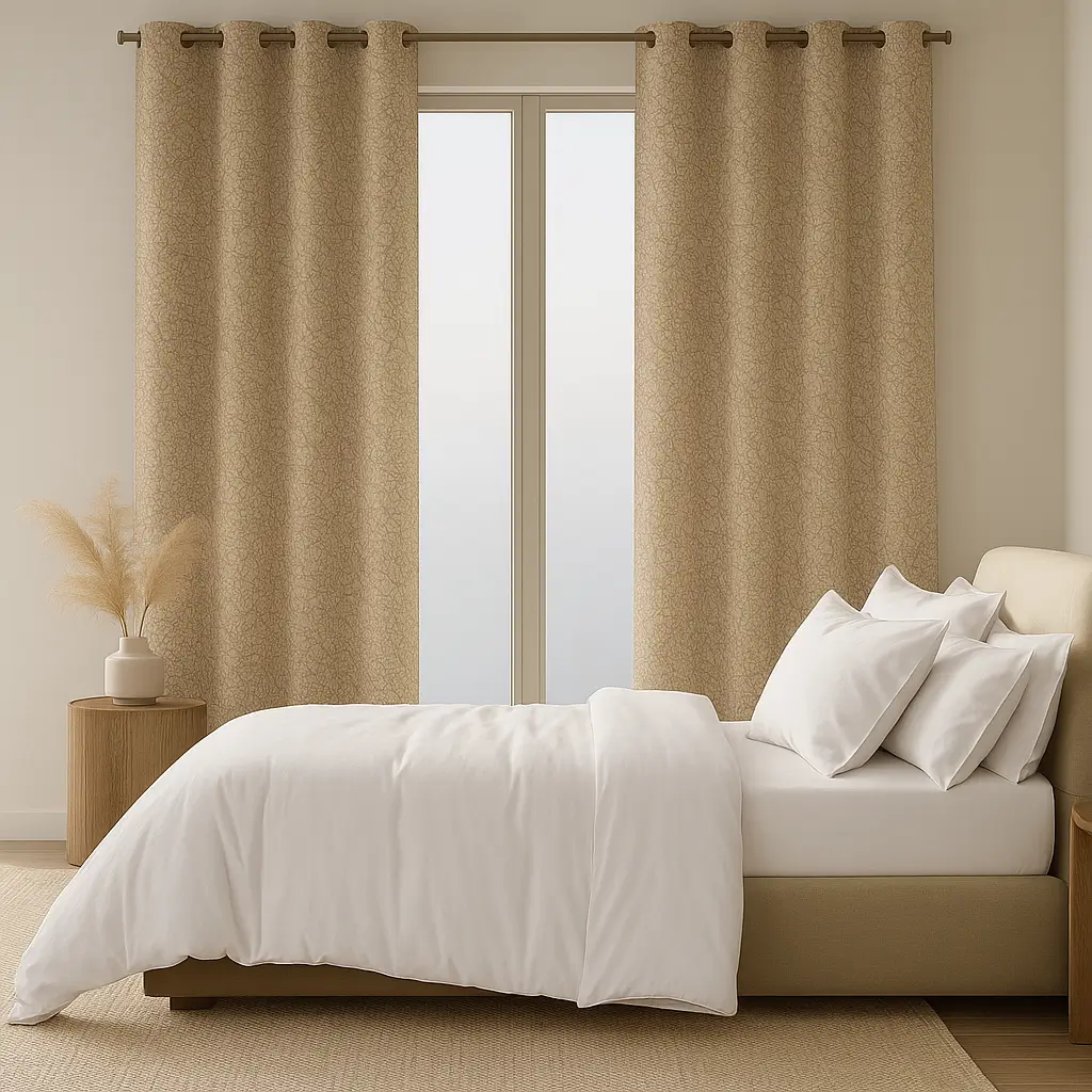 Self Leveling Risala Kenza Pleated Curtains In Bedroom
