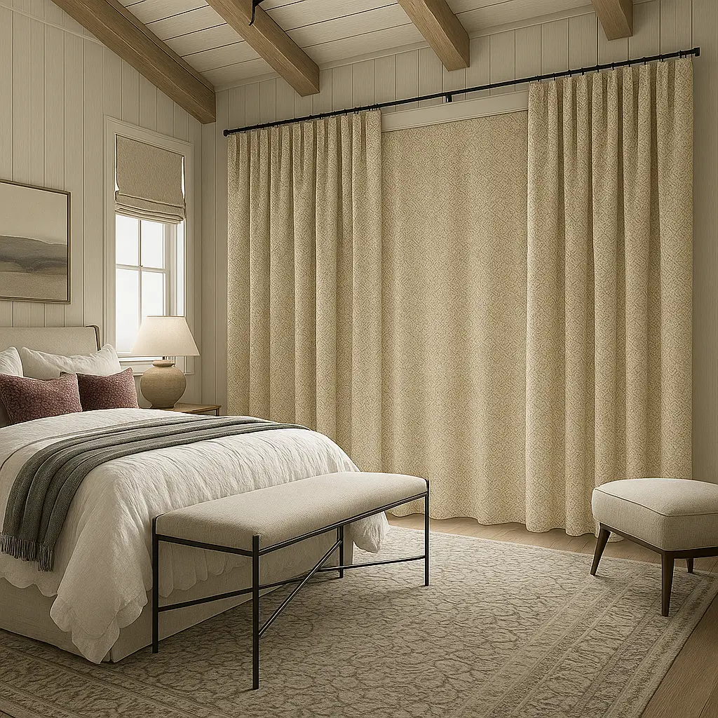 Risala Kenza Silk Curtains In Bedroom