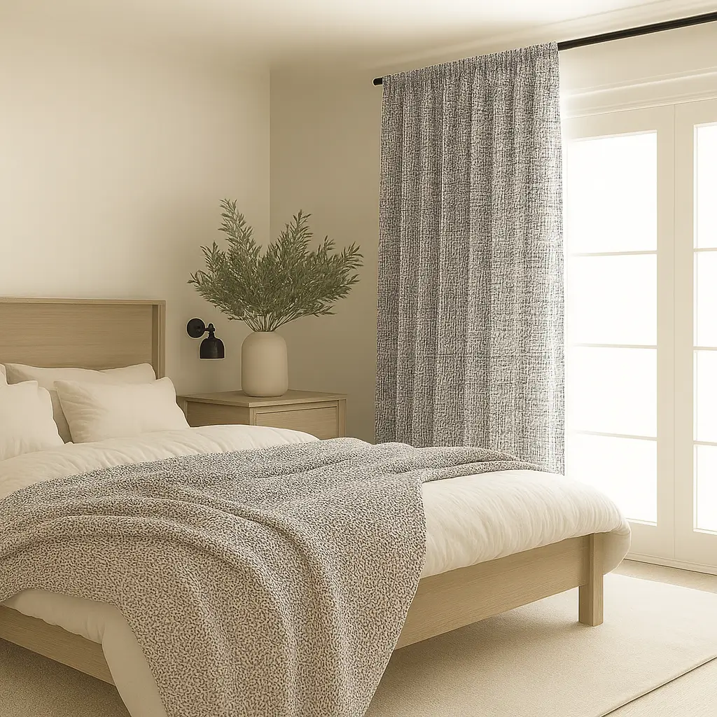 Risala Lazlo Silk Curtains In Bedroom