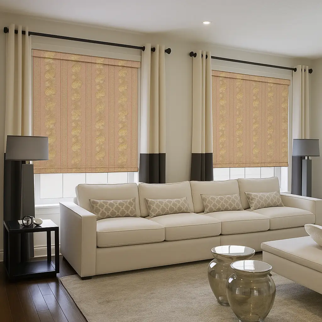 Self Leveling Risala Marcheline Roman Blinds In Living Room