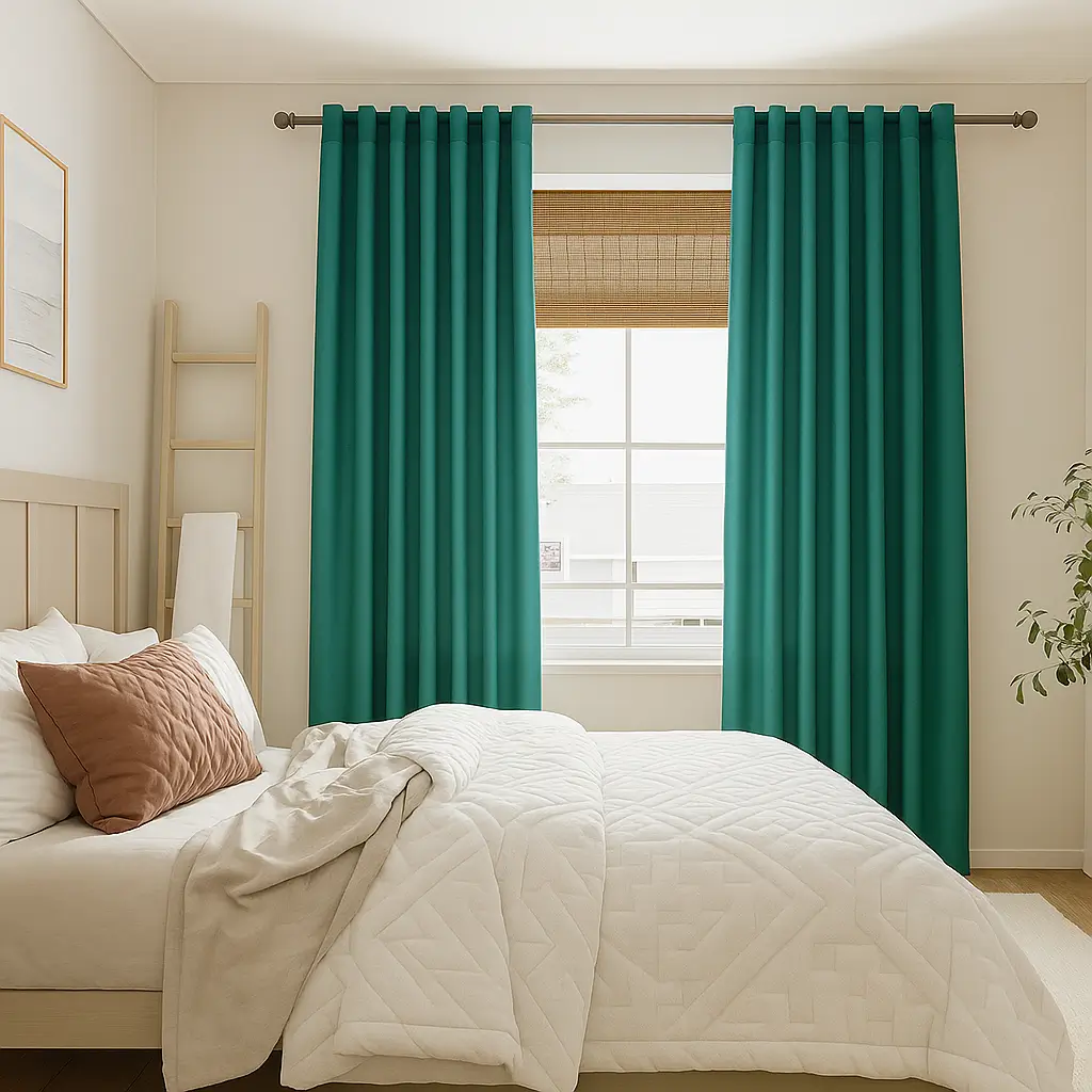 Risala Mint Green Polyester Curtains In Bedroom