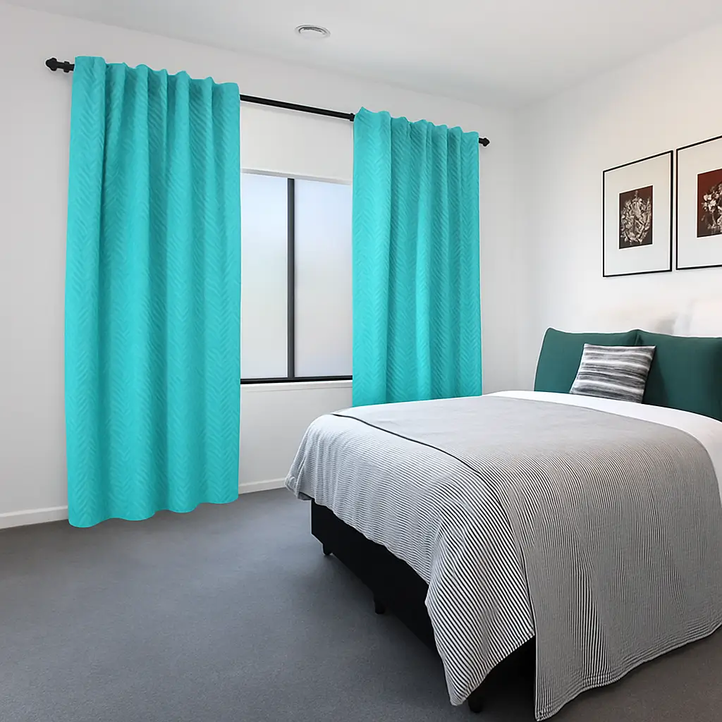 Self Leveling Risala Oxana Pleated Curtains In Bedroom