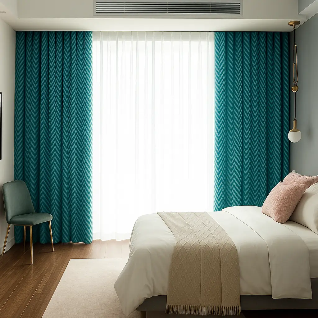 Risala Oxana Silk Curtains In Bedroom