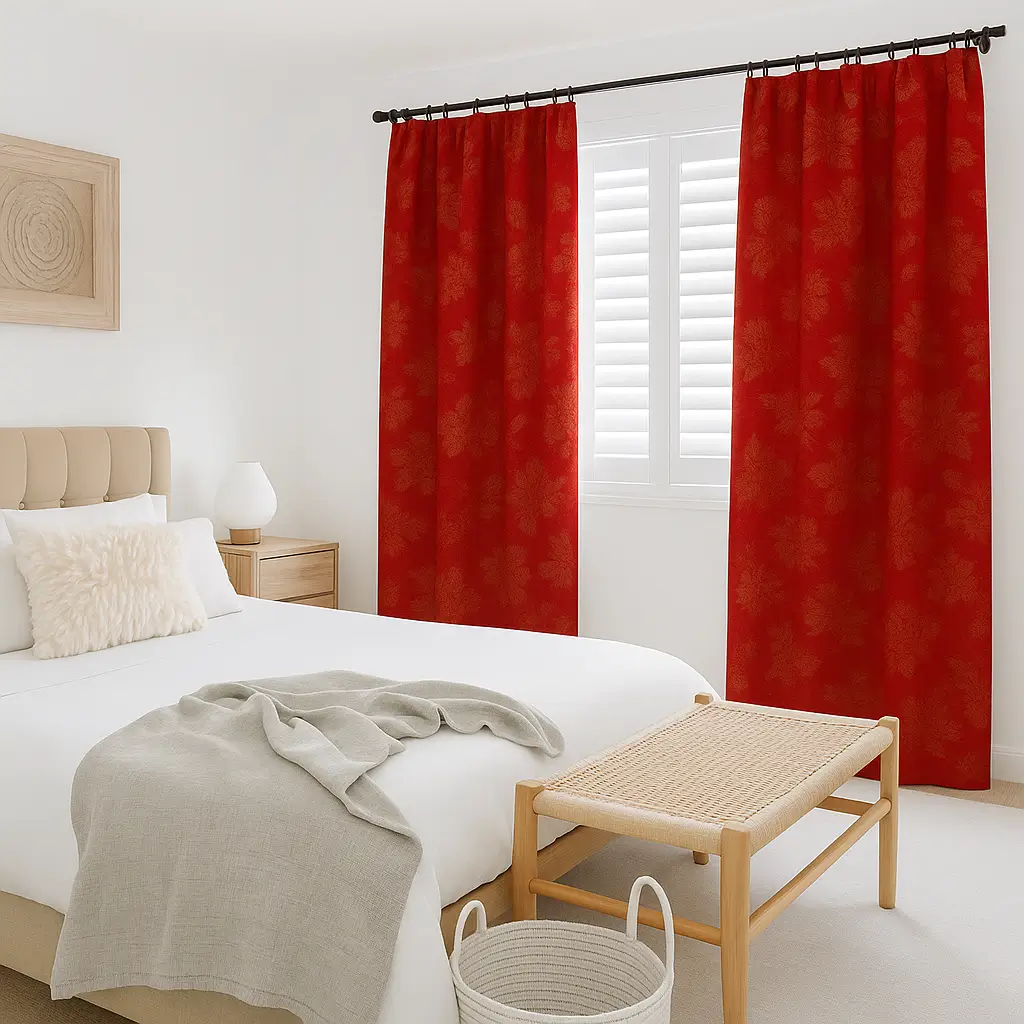 Risala Pink Brocade Curtains In Bedroom