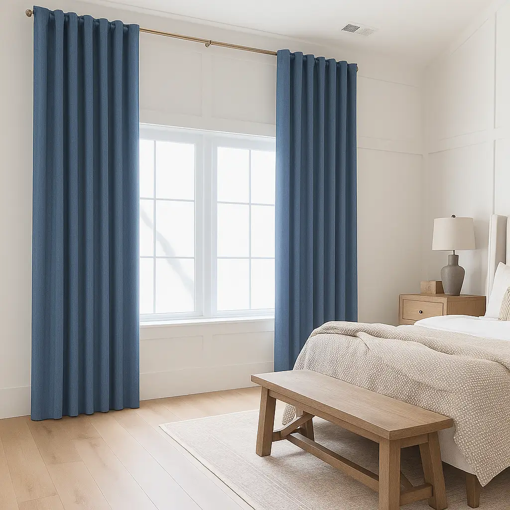 Self Leveling Risala Santorini Linen Curtains in Bed Room