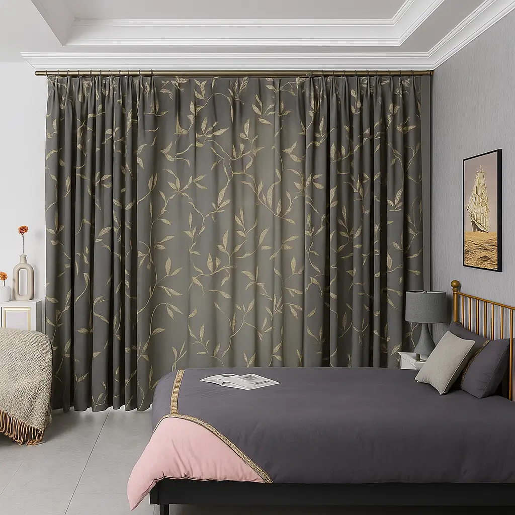 Self Leveling Risala Sefina Pleated Curtains In Bedroom