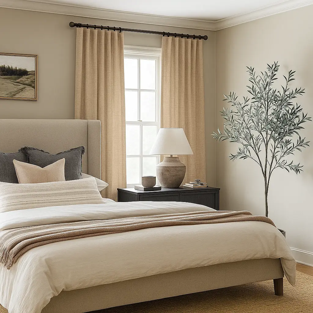 Self Leveling Risala Serenity Linen Voile Curtains In Bedroom