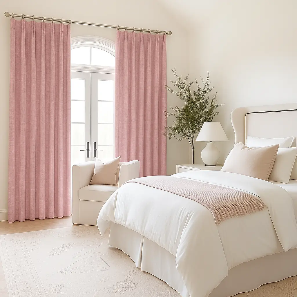 Self Leveling Risala Serenity Mauve Voile Curtains In Bedroom