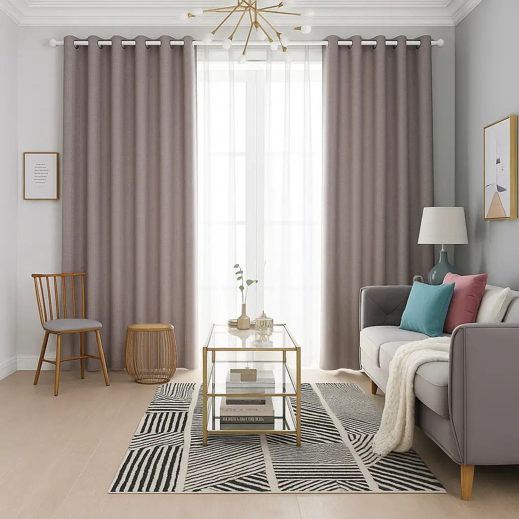 Self Leveling Risala Serenity Silver Voile Curtains In Dining Room