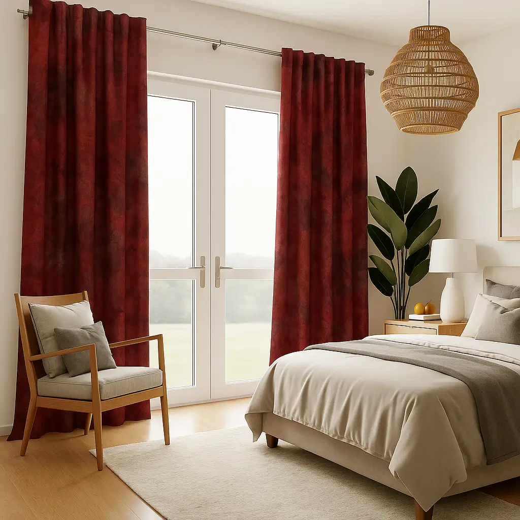 Risala Silk Brocade Curtains In Bedroom