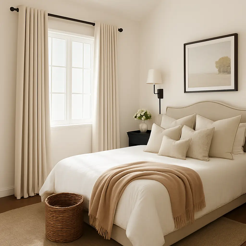 Risala Silk Solid Polyester Curtains In Bedroom