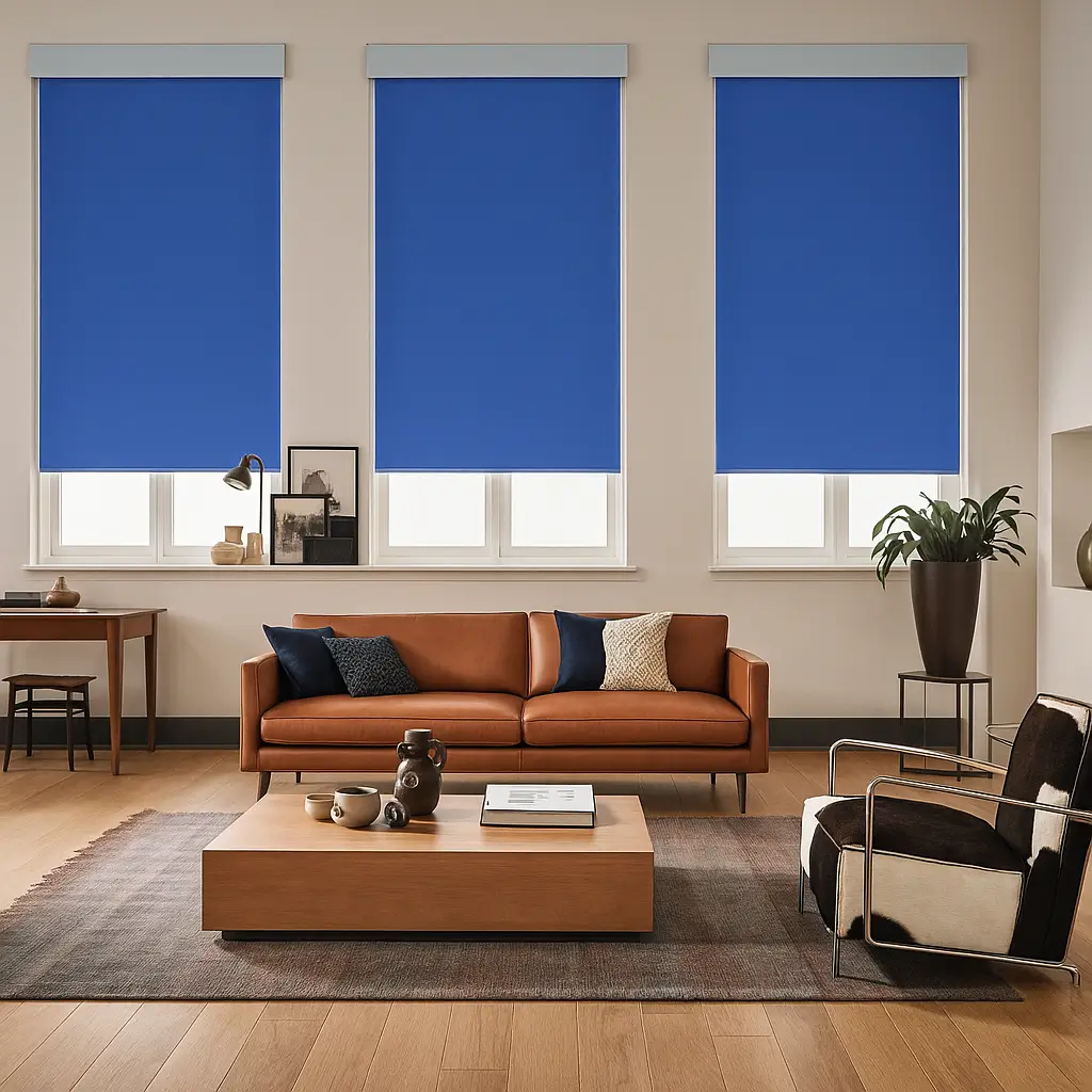 Risala Sky Blue Blackout Blinds In Living Room