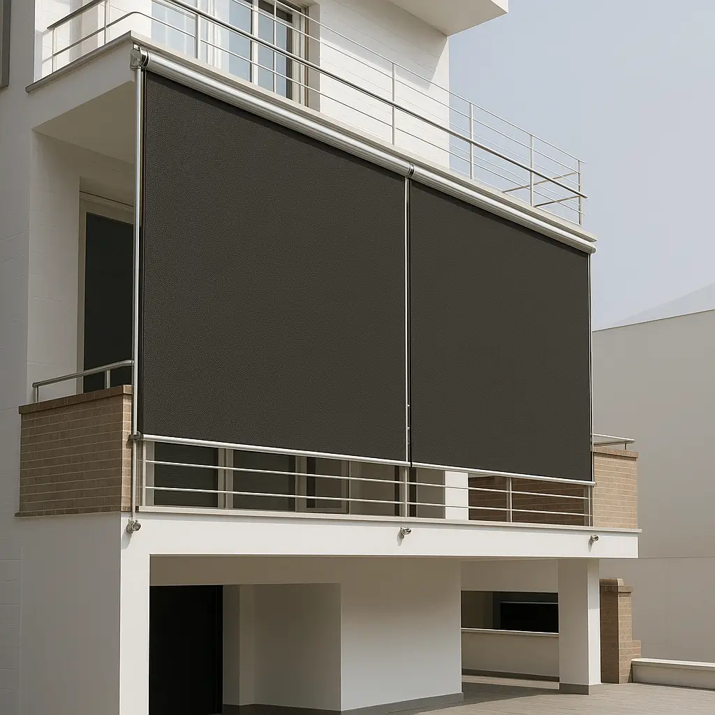 Risala Slate Outdoor Blinds In Outdoor Balcony