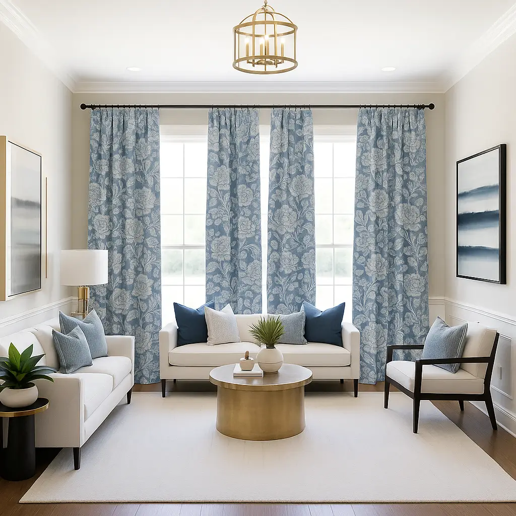 Self Leveling Risala Sophie White Lace Curtains Living Room
