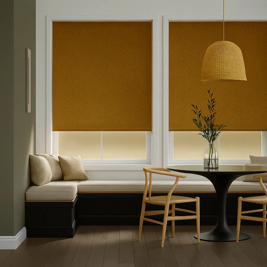 Self Leveling Risala Tiger EYE Venetian Blinds In Living Room