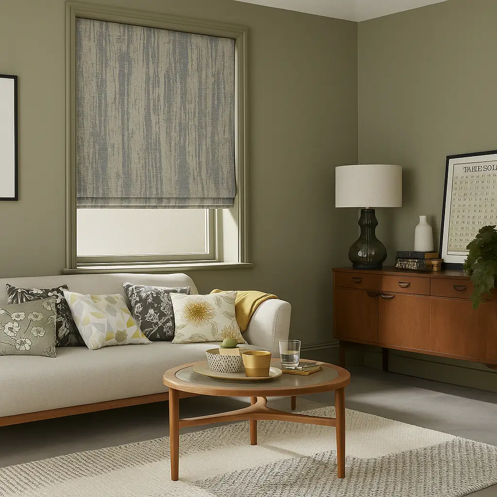 Self Leveling Risala Vistara Roman Blinds In Living Room