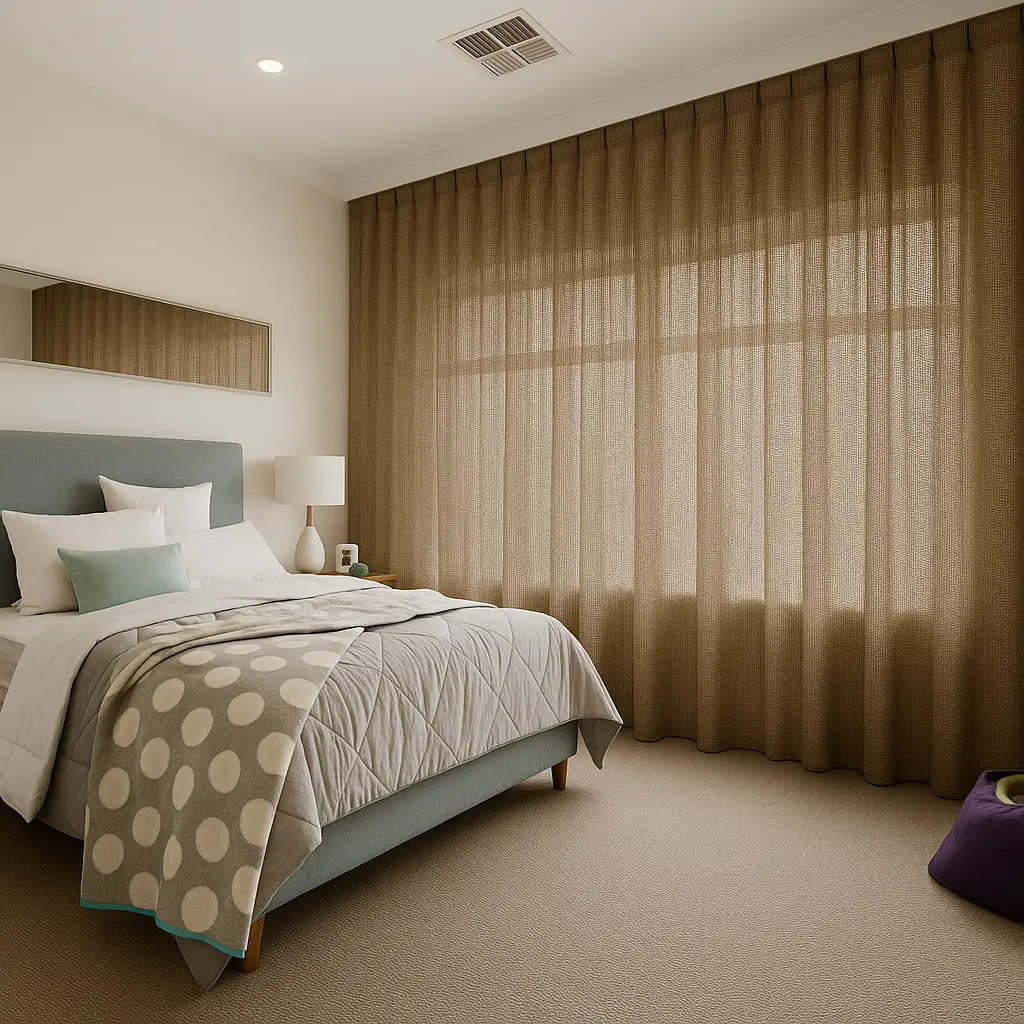 Self Leveling Risala Wynter Thermal Eyelet Curtains In Bedrooom
